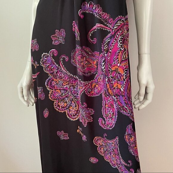La Chateau Chiffon Floral Paisley Halter Maxi Dress, Sz Small - Picture 4 of 16
